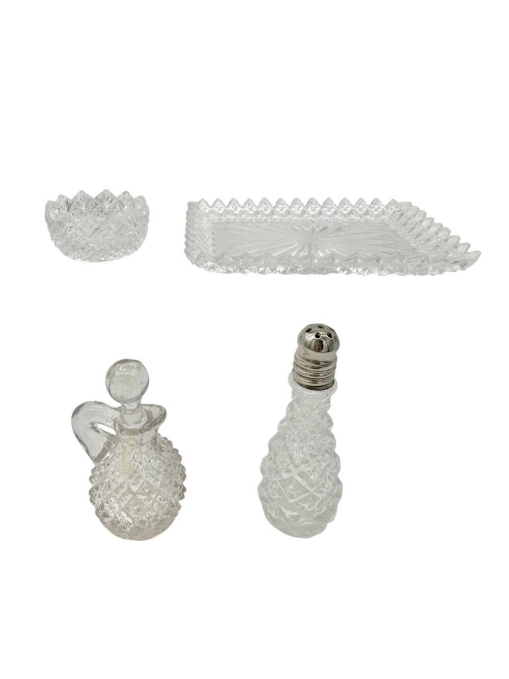 English Hobnail Vtg Childs Condiment Set Westmoreland Specialty Co 1924 Glass